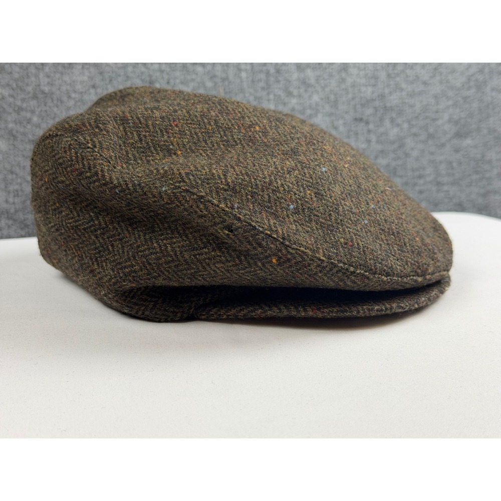 Lake of the Isles Mens Brown Herringbone Wool Flat Cap Snap Brim Ivy Hat Medium